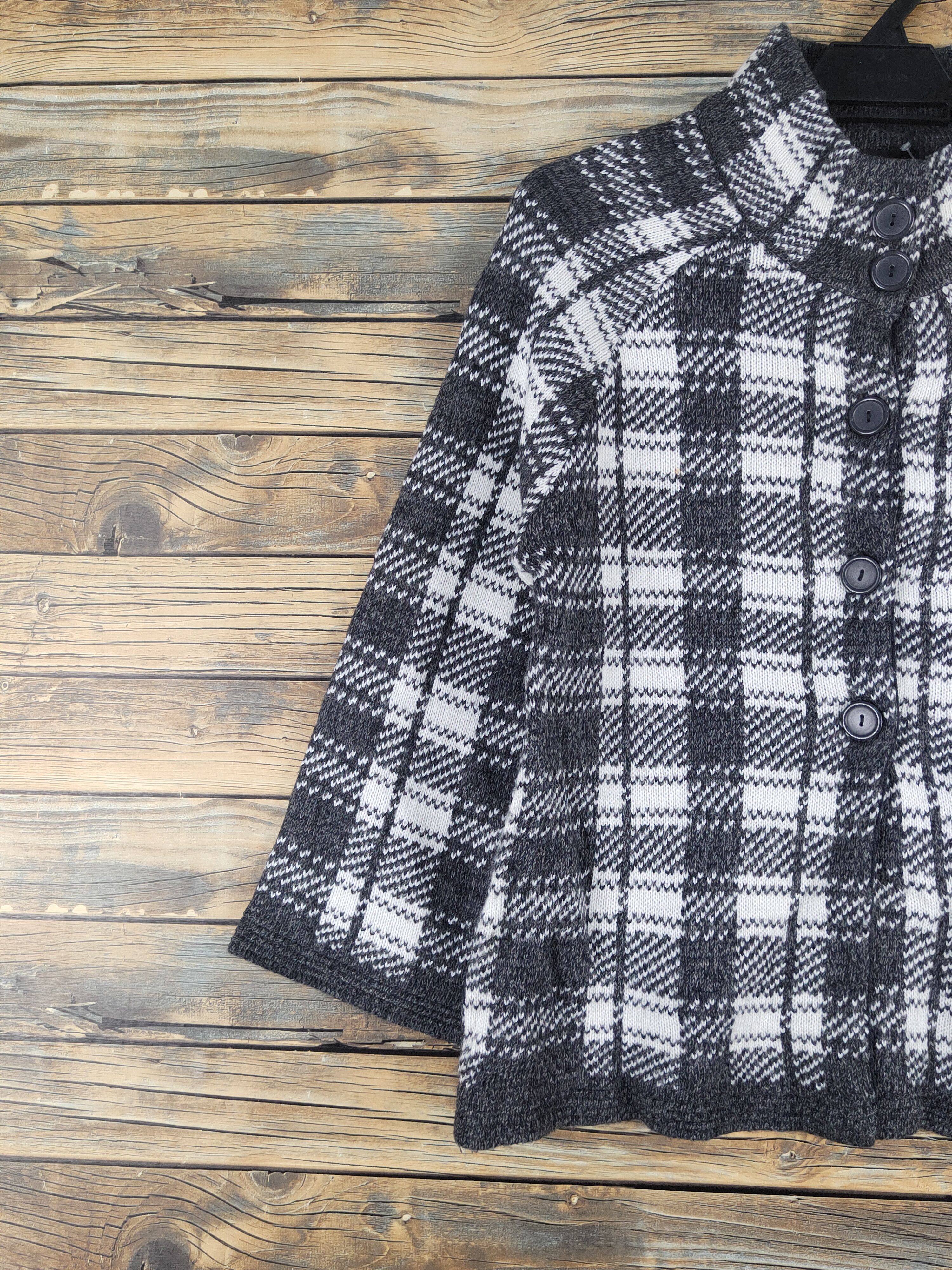 Japanese Brand Gene Luxue Black White Knitwear Cardigan #W1228 Size M / US 6-8 / IT 42-44 - 3 Thumbnail
