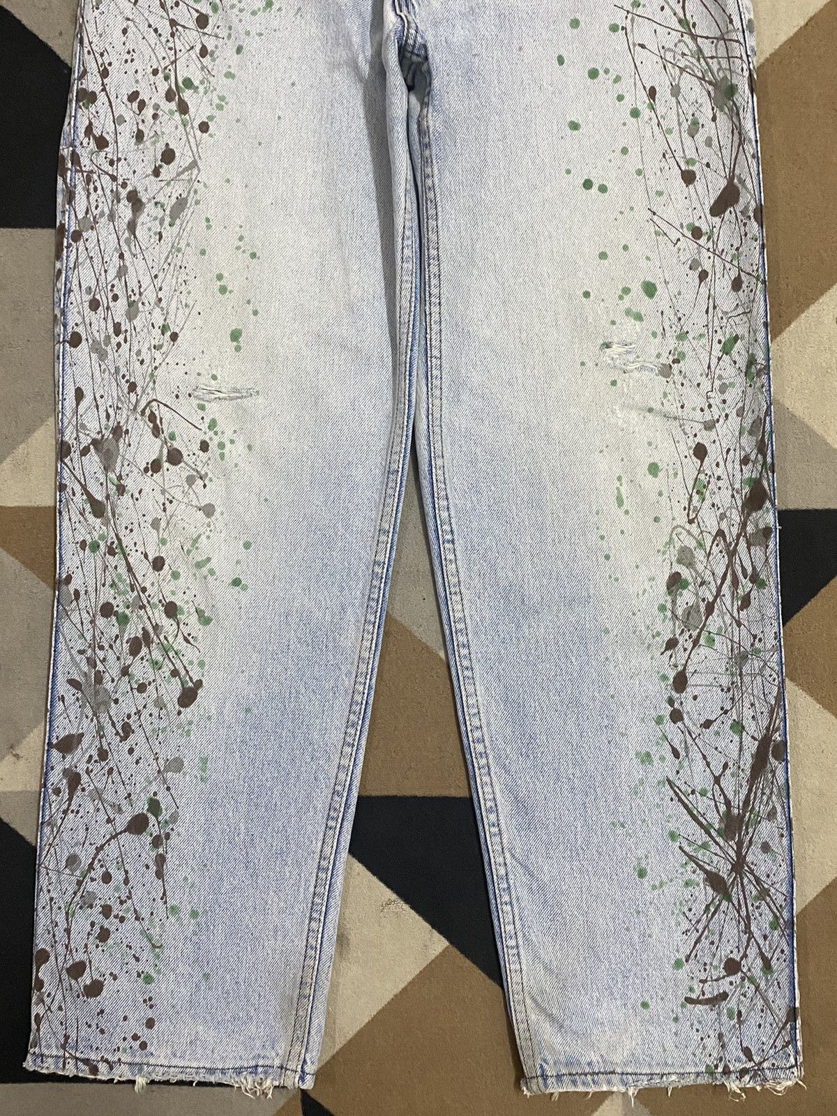 Levi's Made & Crafted Vintage 90’s Levis Leather Hybrid Denim Paint Splatter Jeans Size US 33 - 5 Thumbnail