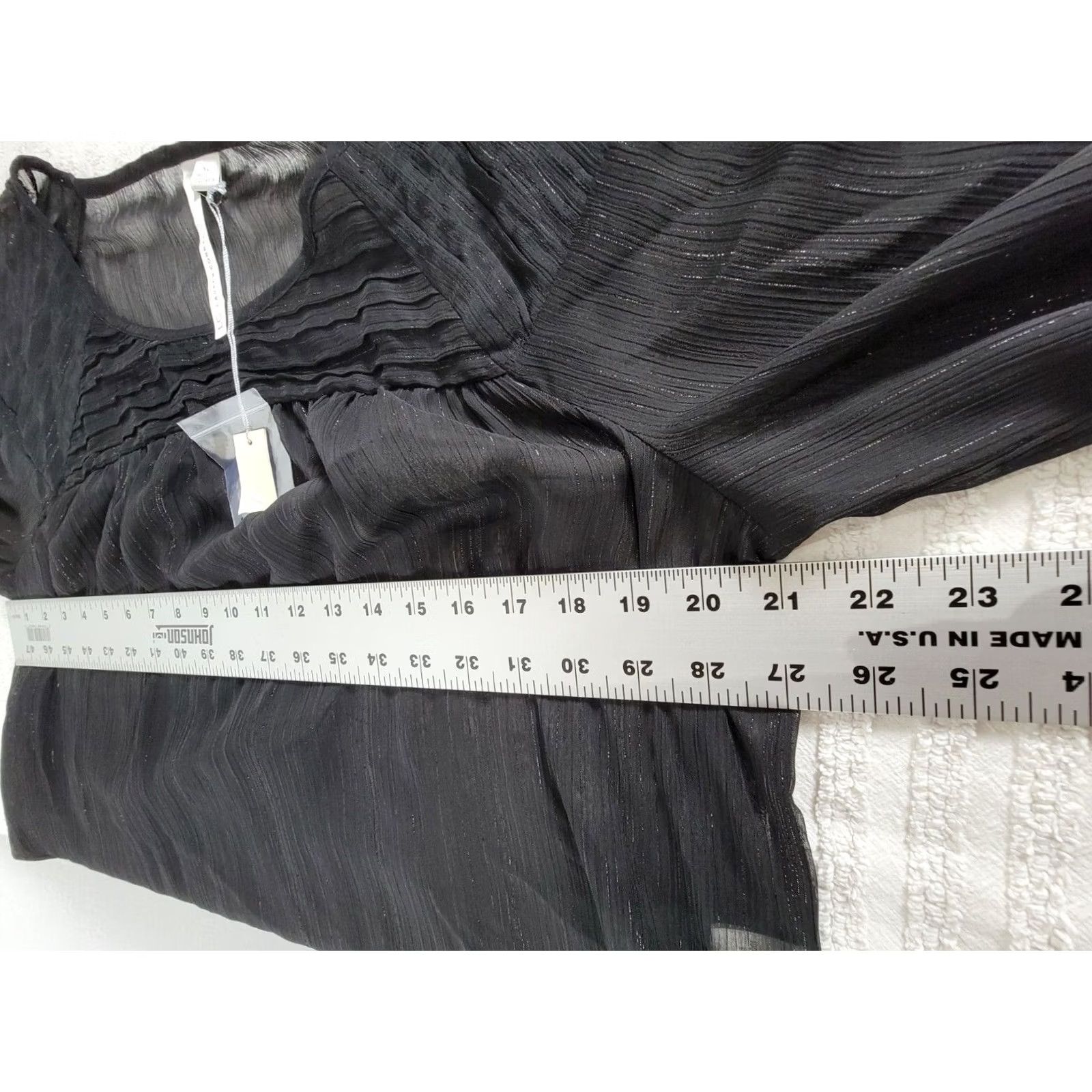 Vintage LC Lauren Conrad Blouse XL Black Metallic Sheer 3/4 Sleeve Side Slits New Womens Size XL / US 12-14 / IT 48-50 - 7 Thumbnail