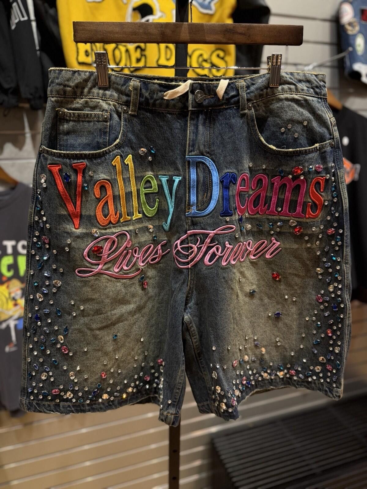 Vale Valley Blue Denim Stone Crystal Shorts Size 32 (Brand New) Size US 32 / EU 48 - 2 Thumbnail