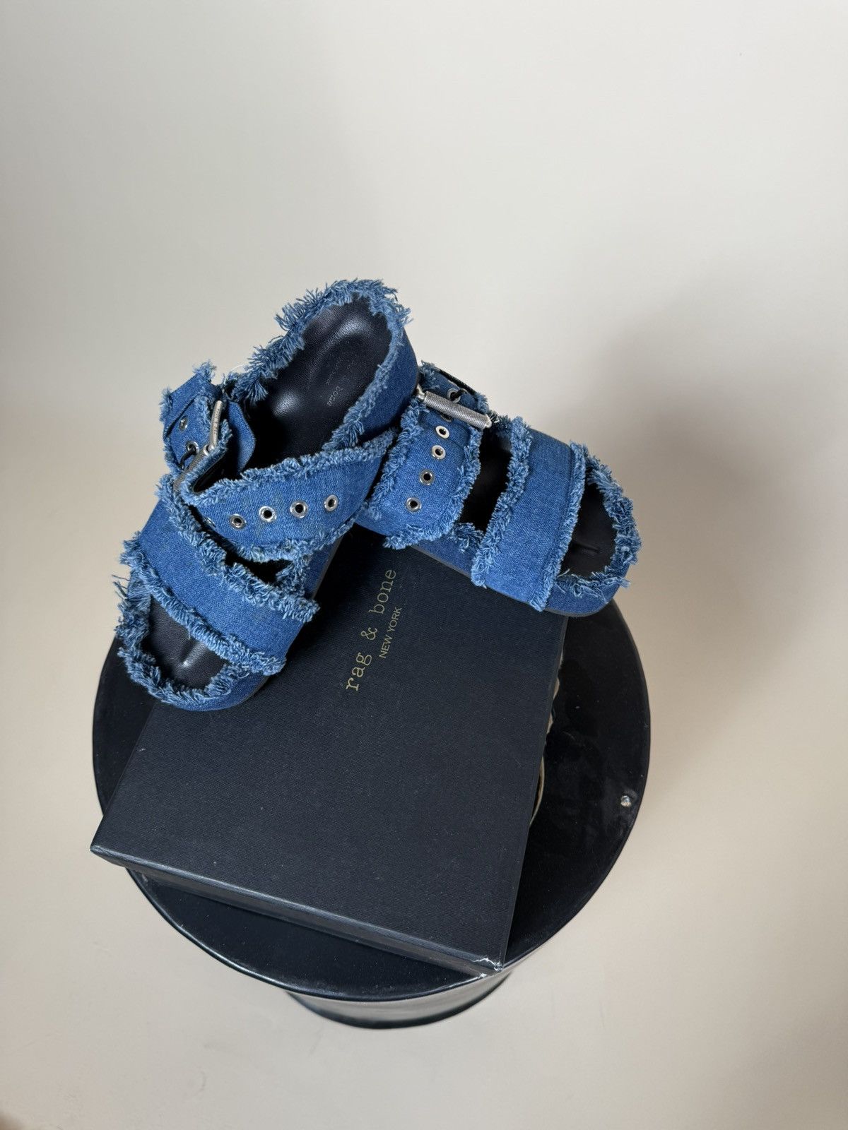 Rag & Bone Women’s Rag & Bone Evin Denim Platform Slides SZ 6 Size US 6 / IT 36 - 2 Thumbnail