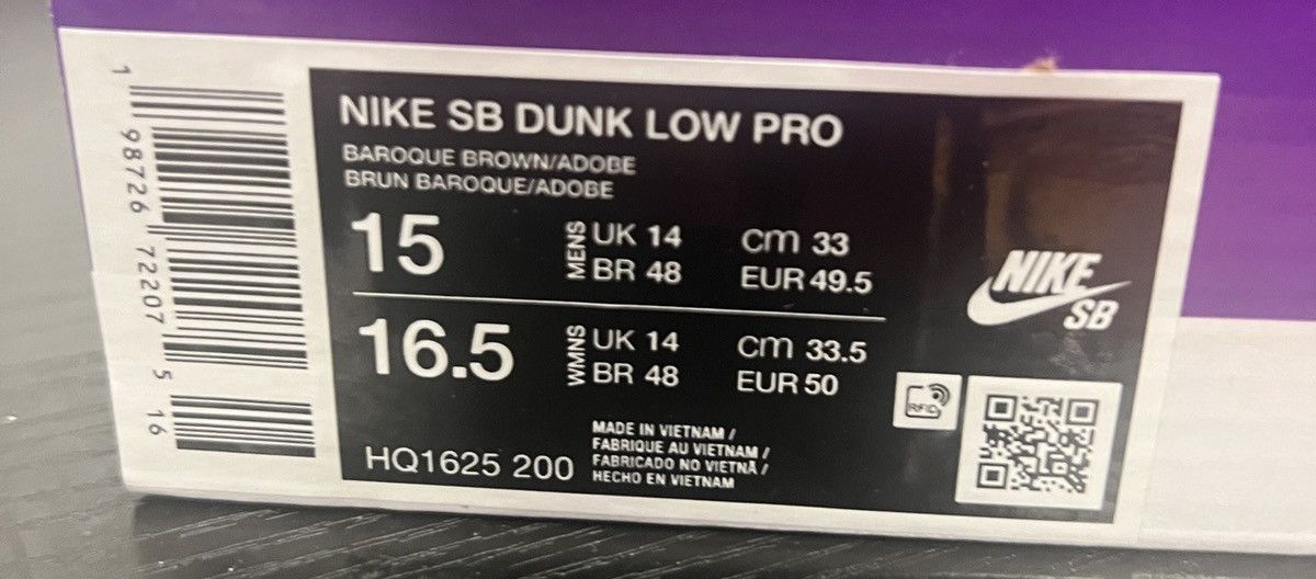 Nike SIZE 15 - Nike SB Dunk Low Pro Baroque Brown Size US 15 / EU 48 - 7 Thumbnail
