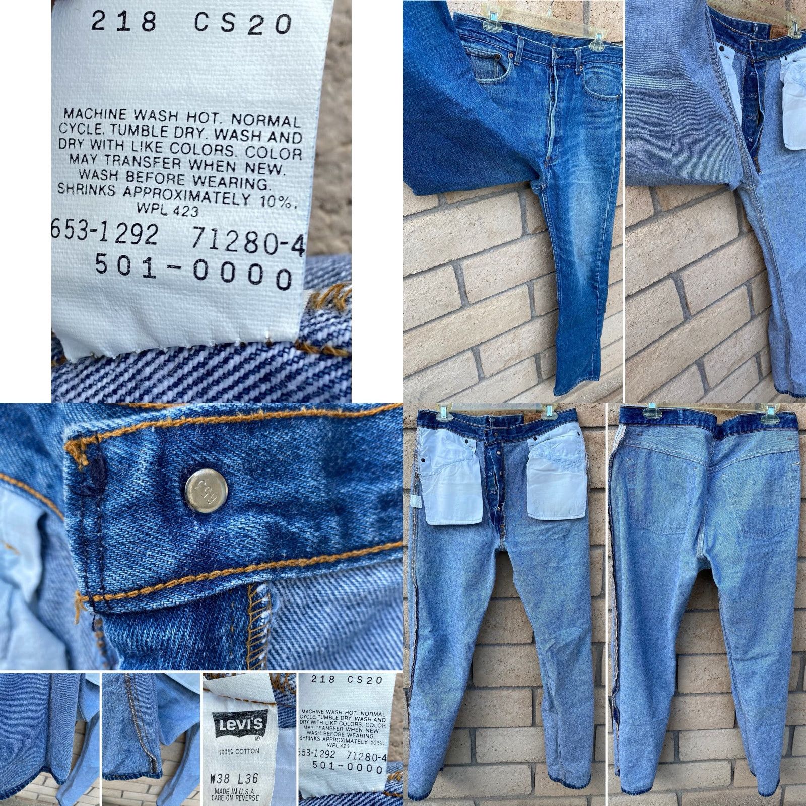 Levi's Vintage Levi's 501 Jeans Button Fly Made In USA W 38 L 36 But Measure W 36 L 32.5 Jeans Mens Regular Blue Cotton Denim 5-Pocket USA 50s 60s 70s Size US 38 / EU 54 - 10 Thumbnail