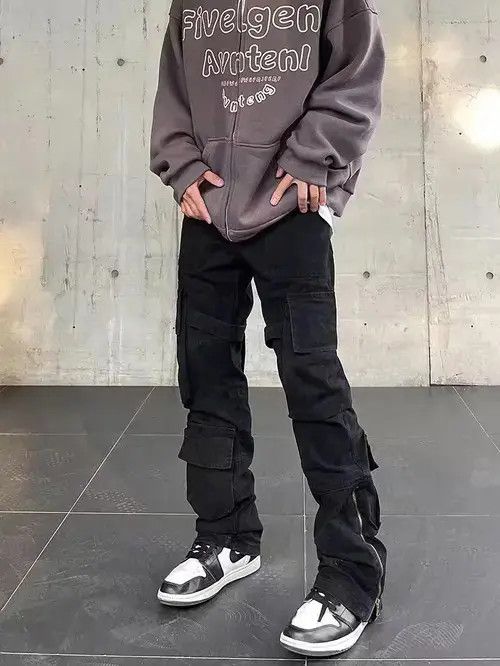 Japanese Brand × Jean High Street Style Zip Retro Black Cargo Pants Size US 32 / EU 48 - 2 Thumbnail