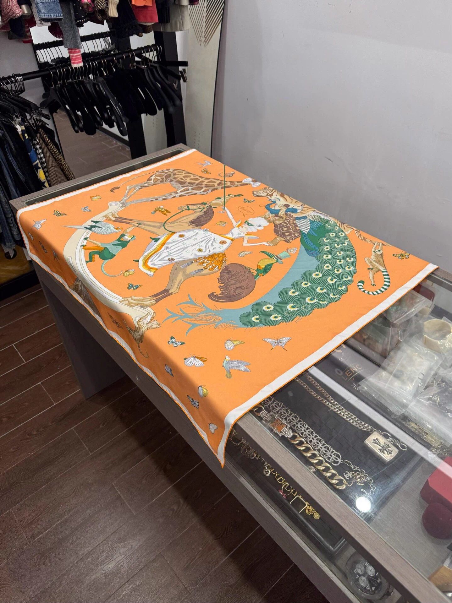 Hermes Hermes Circus Orange Cartoon Silk Scarf 90x90cm Size ONE SIZE - 1 Thumbnail