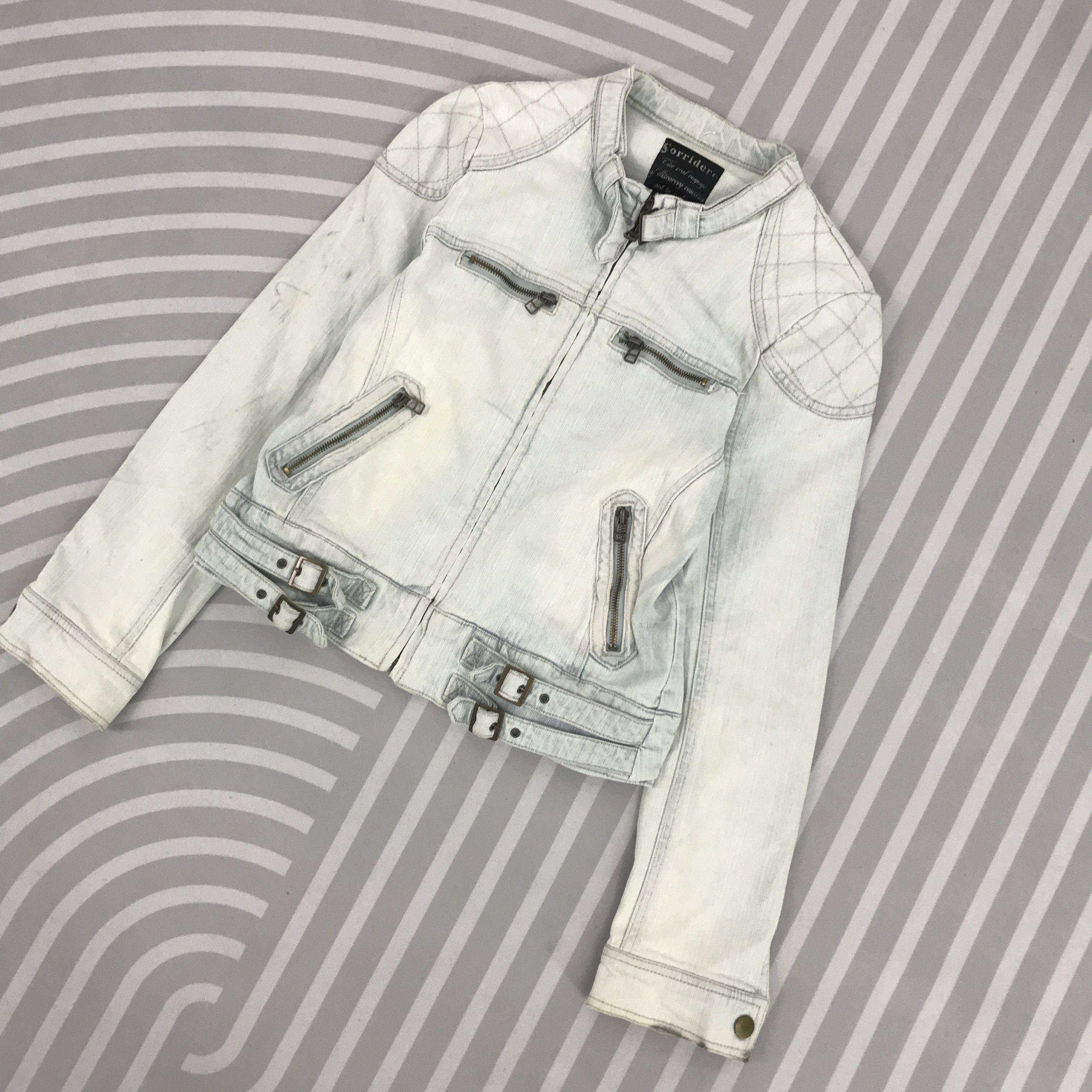 Japanese Brand × Vintage Japan Light denim Sorridere zipper Jacket Size US S / EU 44-46 / 1 - 2 Thumbnail