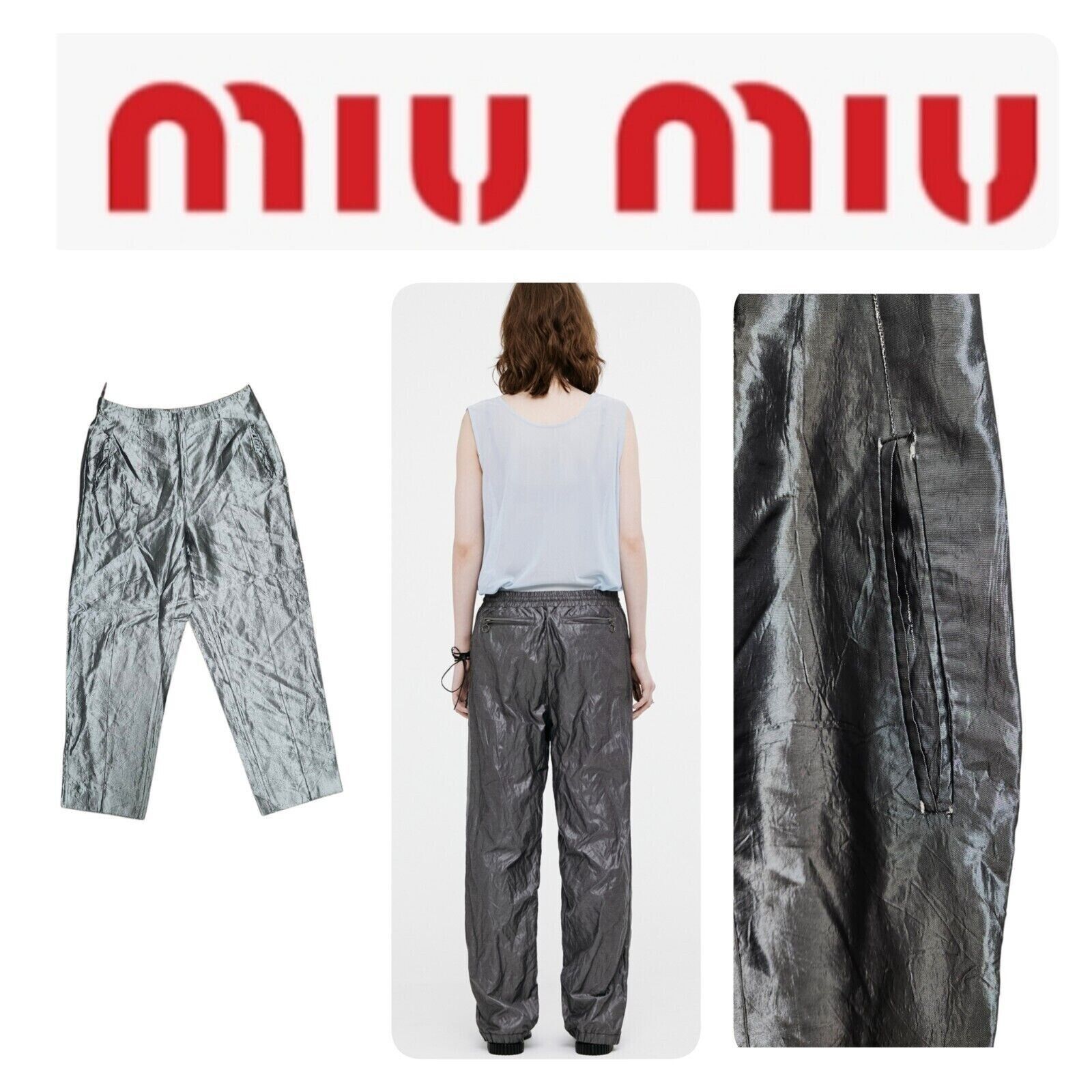 Miu Miu MIU MIU Size EU 46 Silver Dress Pants Women's Acetate Size 32" / US 10 / IT 46 - 16 Thumbnail