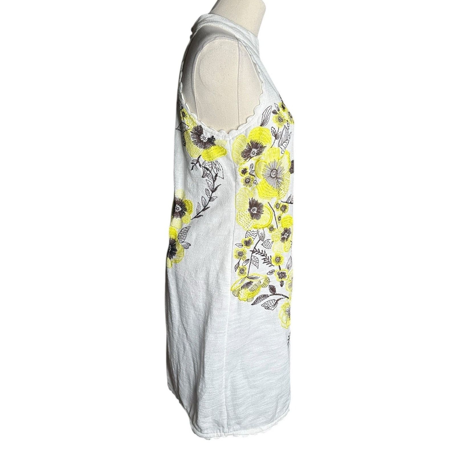Anthropologie Anthropologie Maeve White Yellow Embroidered Flower Dress 6P Size M / US 6-8 / IT 42-44 - 8 Thumbnail