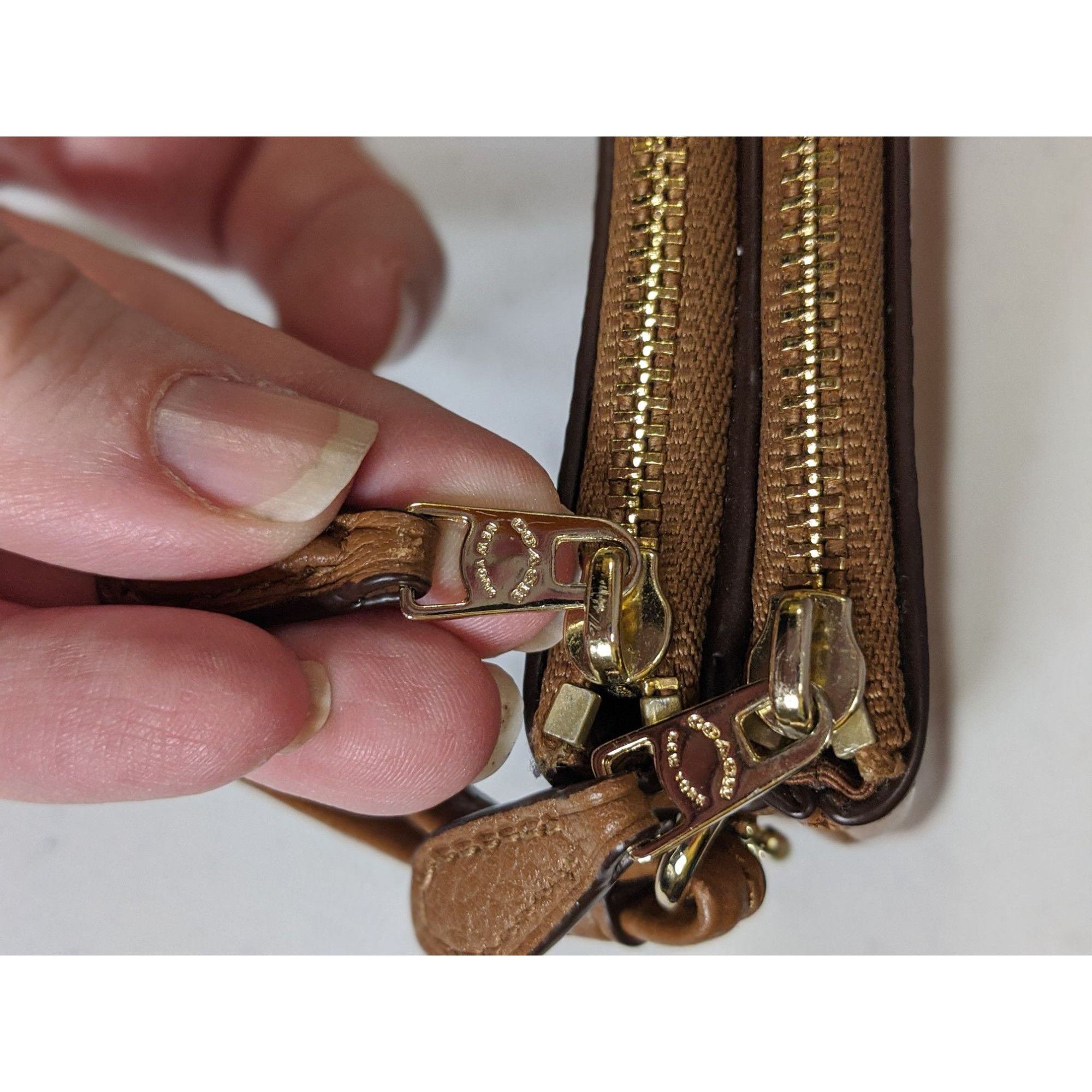 Coach Coach Double-Zip Pebbled Leather Wristlet 4"x6"x1" With 5-In Size ONE SIZE - 6 Thumbnail