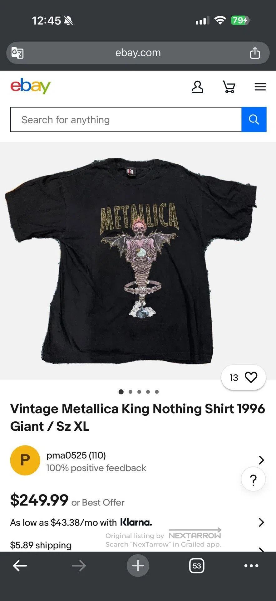 Vintage Vintage 1996 Metallica Fear of God Tee. Size US XXL / EU 58 / 5 - 9 Thumbnail