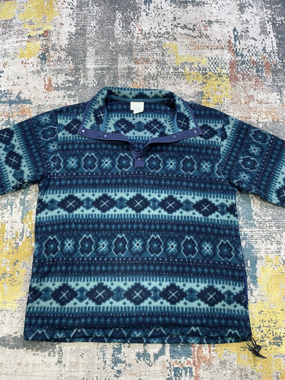 L.L. Bean Vtg LL Bean Aztec Tribe Fleece Snap Up Pullover Jumper Size US S / EU 44-46 / 1 - 10 Thumbnail