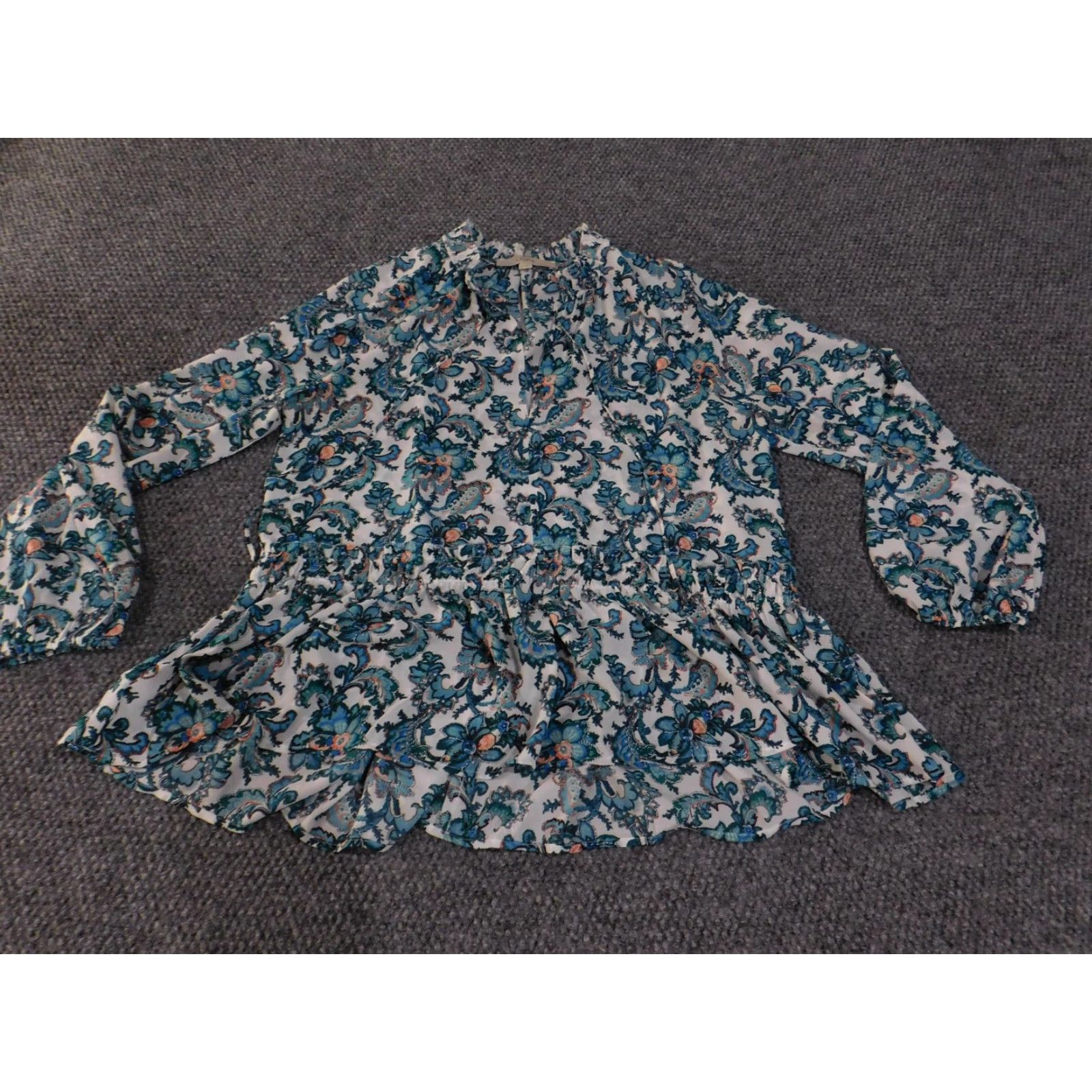 Loft LOFT Blouse Womens Medium Floral Long Sleeve Peplum Boho Top Lightweight Size M / US 6-8 / IT 42-44 - 4 Thumbnail