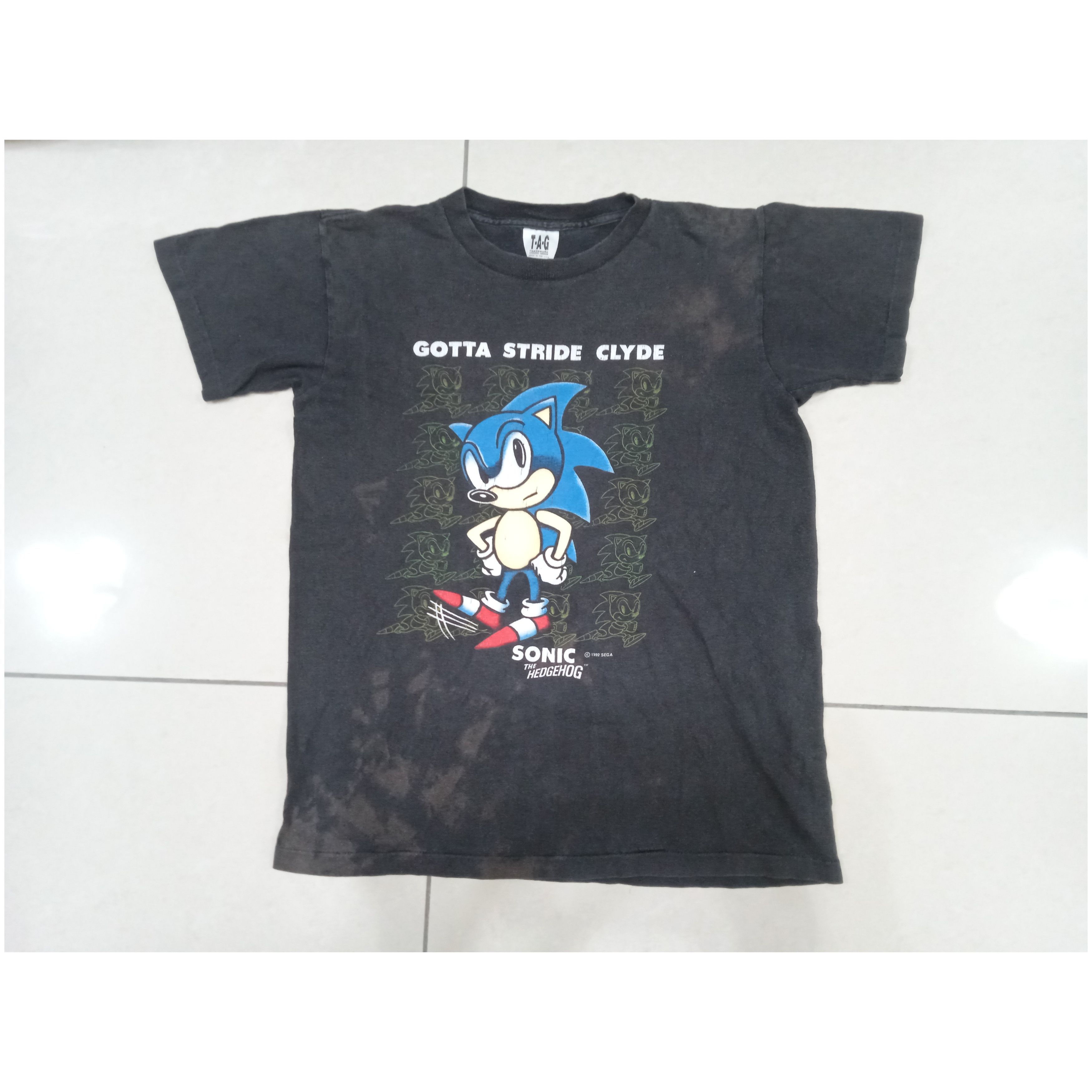 image of Movie x Vintage Sonic The Hedgehog 1992 T Shirt in Black, Men's (Size XS)