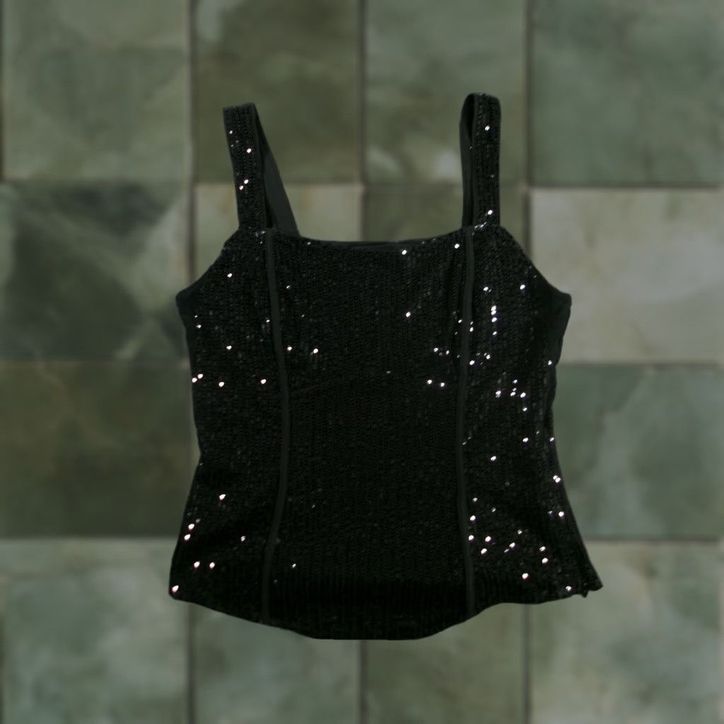 Vintage GRACE KARIN Tank Top Womens M Black Sequins Party Sleeveless Square Neck Sparkly Chic Size M / US 6-8 / IT 42-44 - 1 Thumbnail