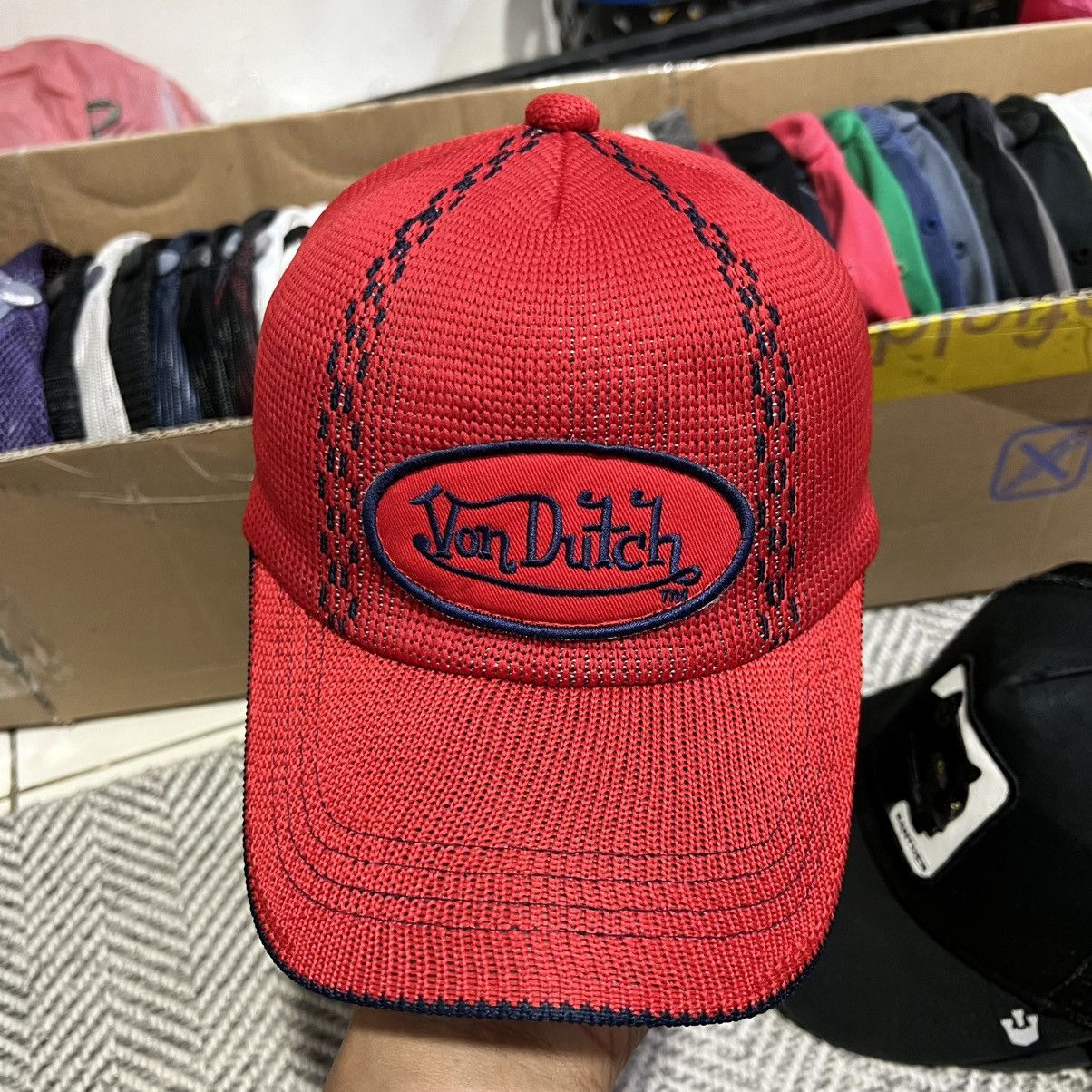 Von Dutch Von Dutch Red Navy Knitted Embroidery Oval Logo Patch Hat Size ONE SIZE - 1 Thumbnail
