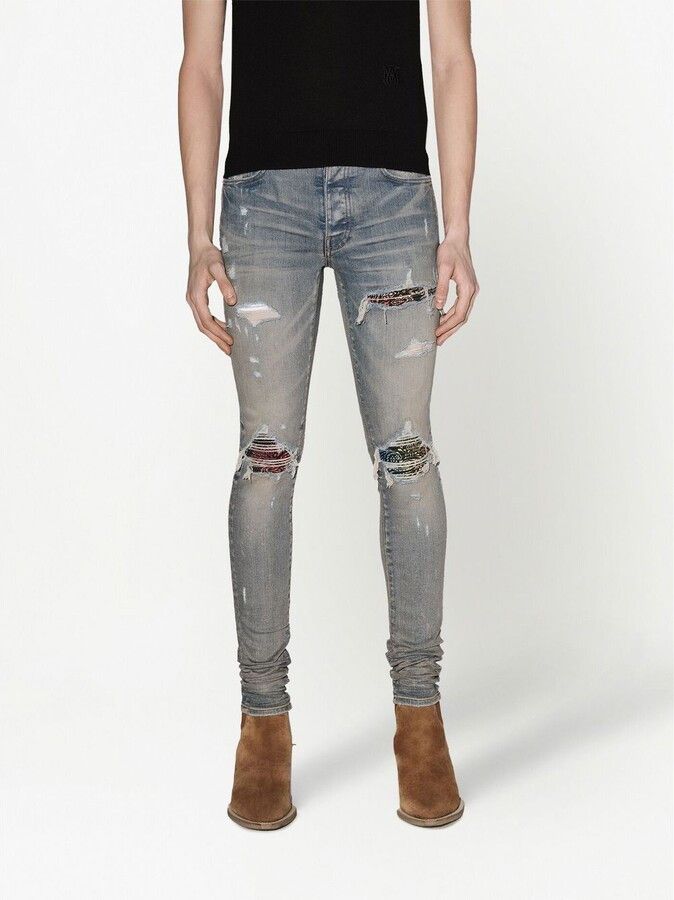 Amiri o1gr1nt1124 Rainbow Paisley Thrasher Jeans in Clay Indigo Size US 34 / EU 50 - 3 Thumbnail