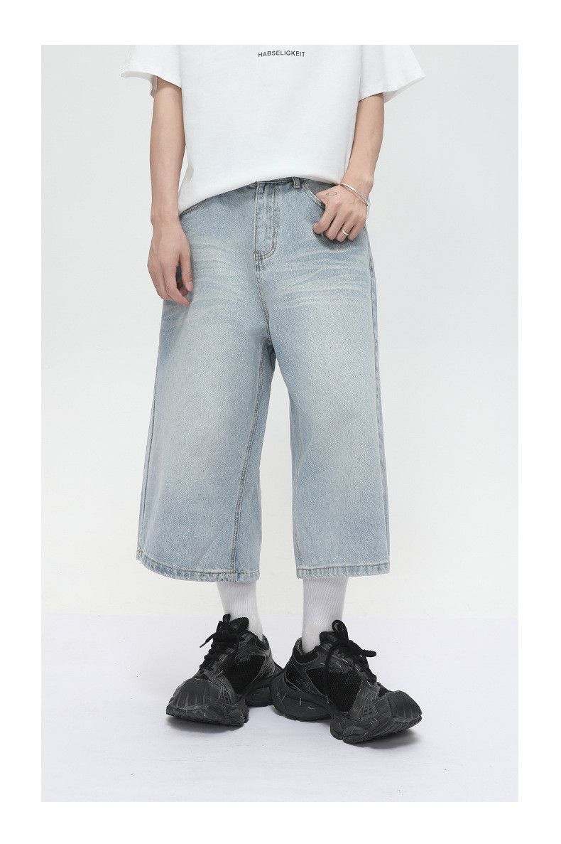 Japanese Brand × Jean American distressed retro straight loose denim shorts Size US 32 / EU 48 - 1 Thumbnail