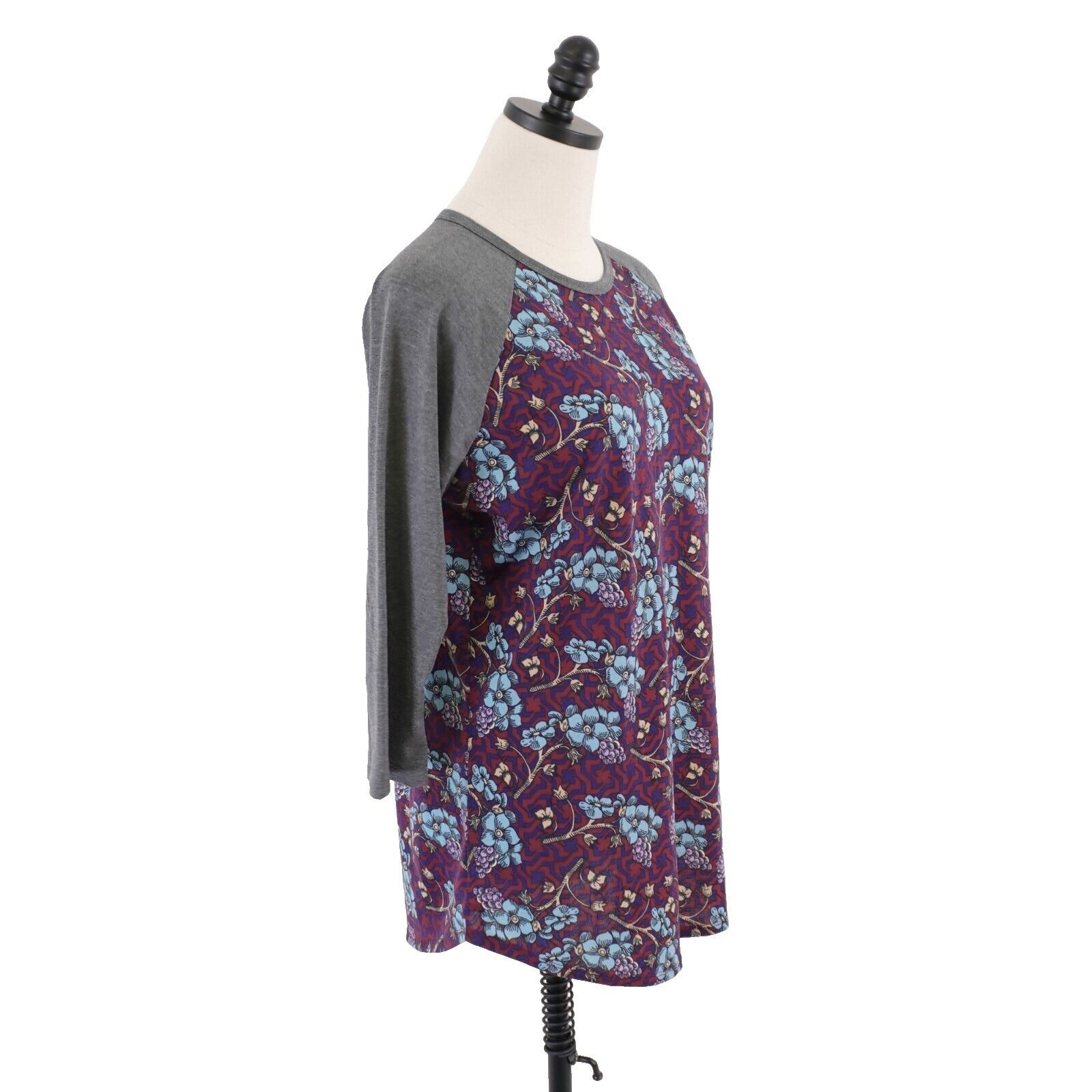 Designer NEW LulaRoe Randy Medium Purple Blue Gray Floral 3/4 Sleeve Size M / US 6-8 / IT 42-44 - 7 Thumbnail
