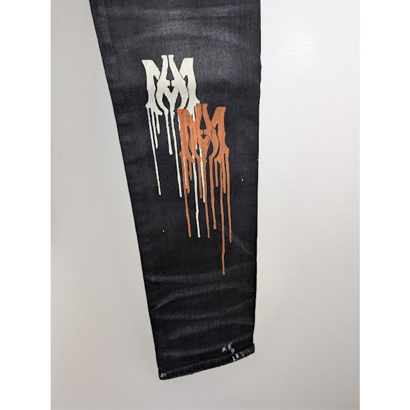 Amiri o1rshd1 MA Drip Skinny Denim Jeans in Aged Black Size US 34 / EU 50 - 17 Thumbnail