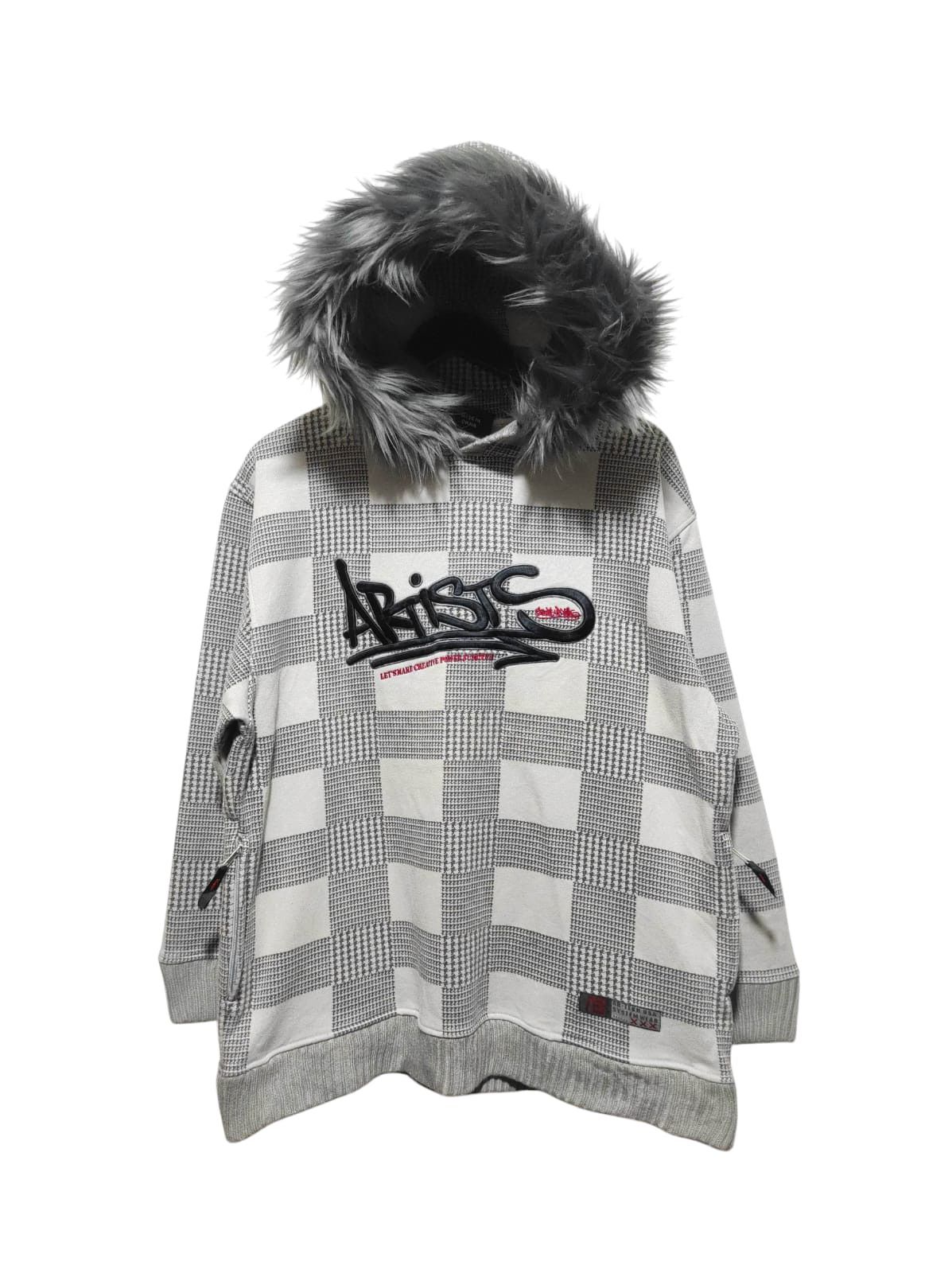 AB-TECH Sports Embroidery Spell Out Fur hoodie