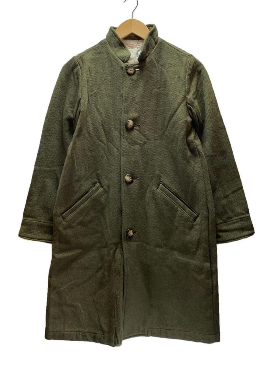 image of Kapital Stand Collar Wool Coat in Khaki, Men's (Size XS)