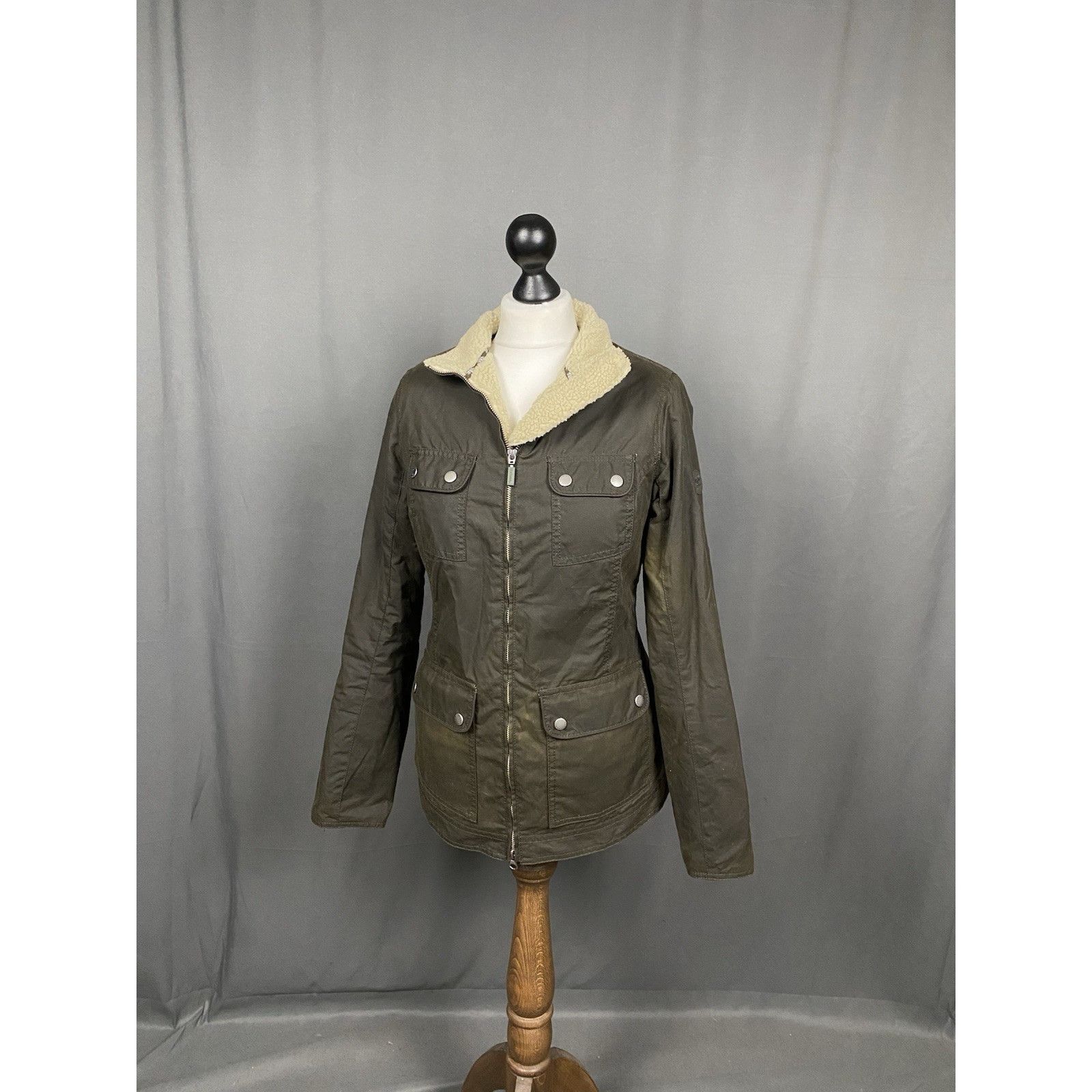 Barbour Barbour Howman Women's Green Waxed Insulated Winter Parka Ja Size M / US 6-8 / IT 42-44 - 4 Thumbnail