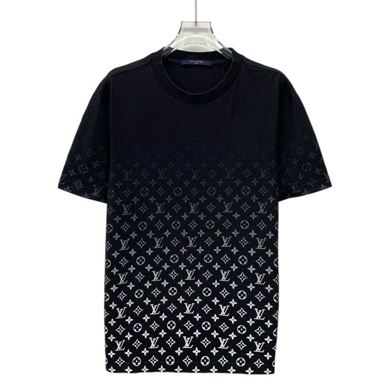 Louis Vuitton Louis Vuitton Black logo full-print cotton crewneck short- Size US M / EU 48-50 / 2 - 1 Thumbnail