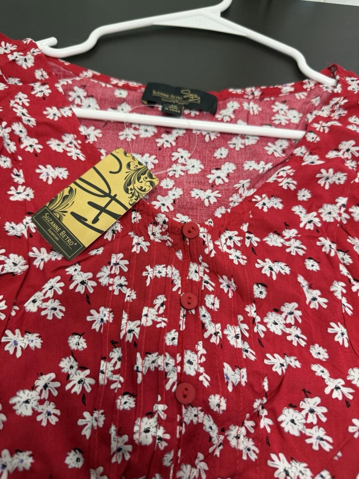 Other Suzanne Betro 4X Red White Floral Button Size M / US 6-8 / IT 42-44 - 6 Thumbnail