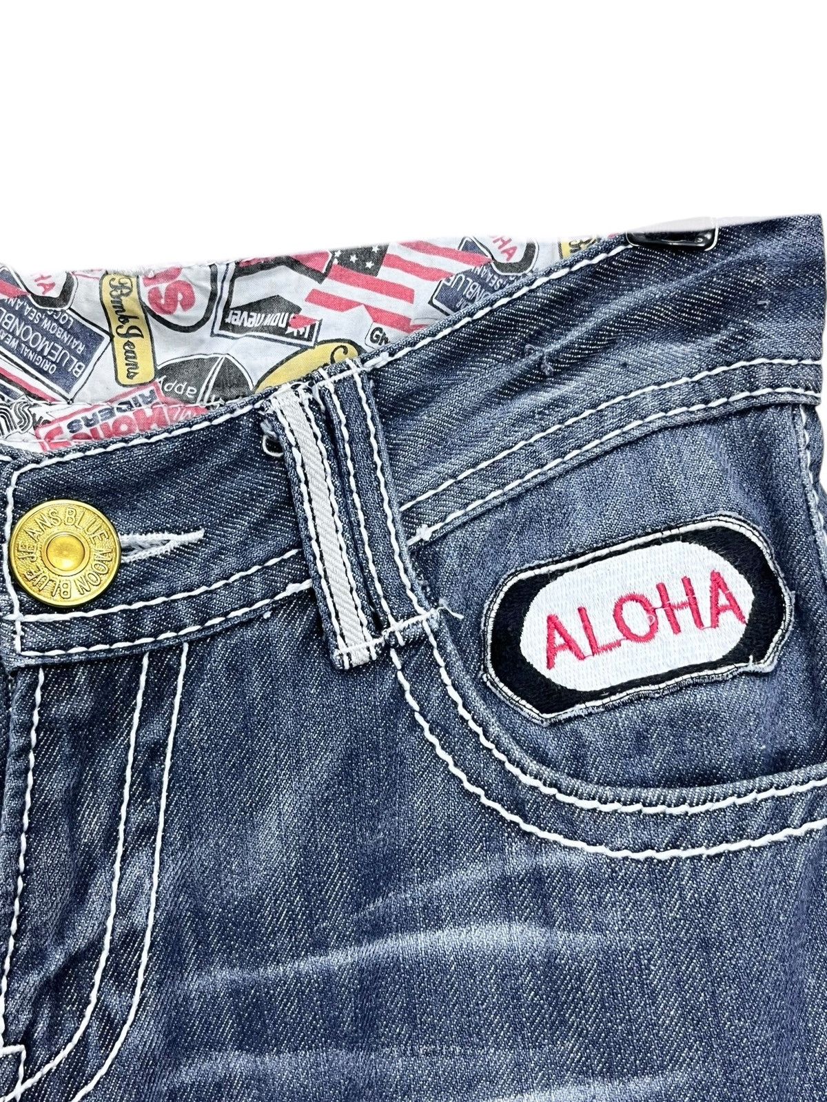 Japan Blue 💥 RARE🌛BMB Embroidery Patches Big Print Daicock Style Surf Size 29" - 6 Thumbnail