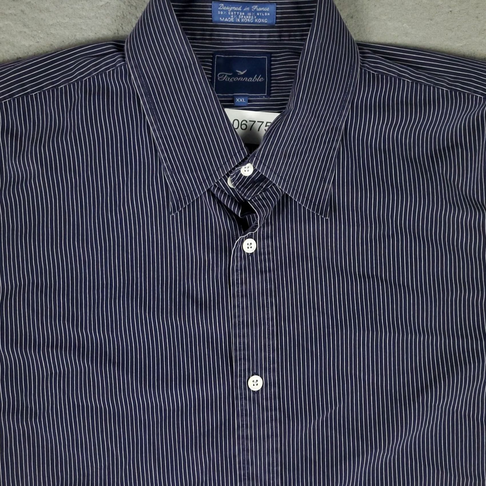 Faconnable Façonnable Shirt Mens 2XL Purple Striped Button-Up Long Sleeve Casual Dress Shirt Button-Down Collar Men’s Classic Colorful Modern Preppy Size US XXL / EU 58 / 5 - 2 Thumbnail