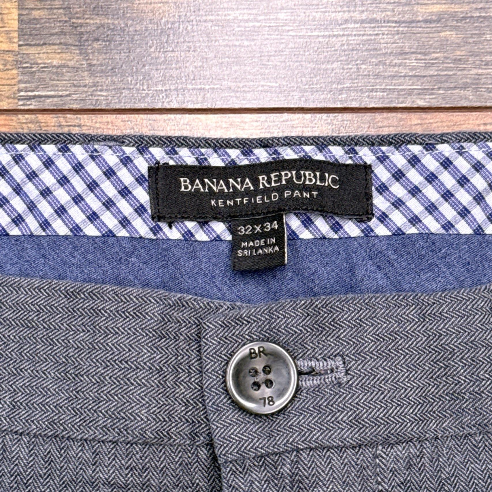 Banana Republic Banana Republic Pants Mens 32x34 Gray Herringbone Flat Front Mid Rise Size US 32 / EU 48 - 2 Thumbnail