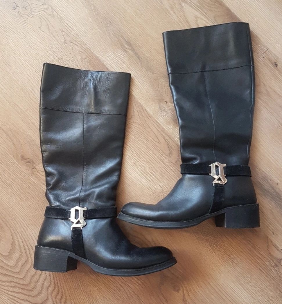 Galliano biker leather boots