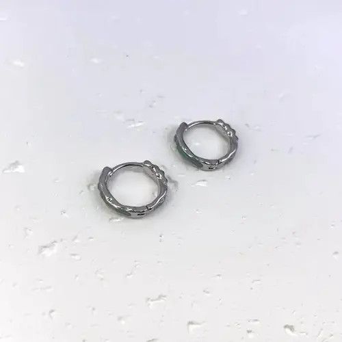 VIBE 925 Silver Plated Green Ripple Hoop Earrings for Men Women Size ONE SIZE - 4 Thumbnail