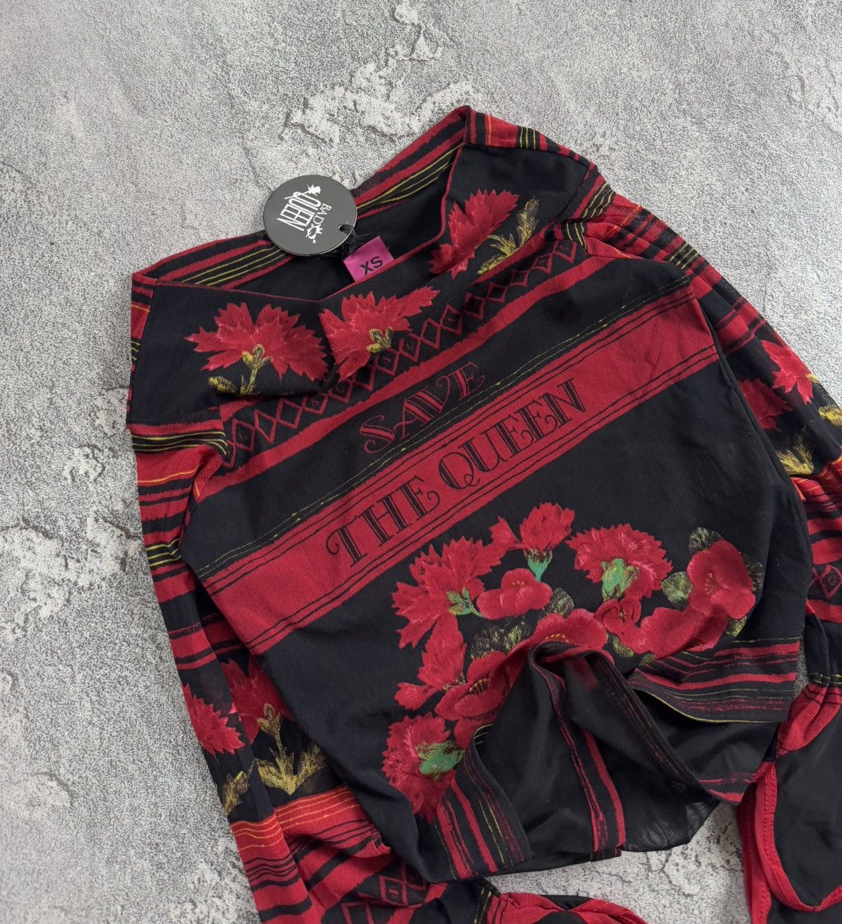 Jean Paul Gaultier NEW Save The Queen XS Maglia mesh blouse shirt top big logo Size XS / US 0-2 / IT 36-38 - 2 Thumbnail