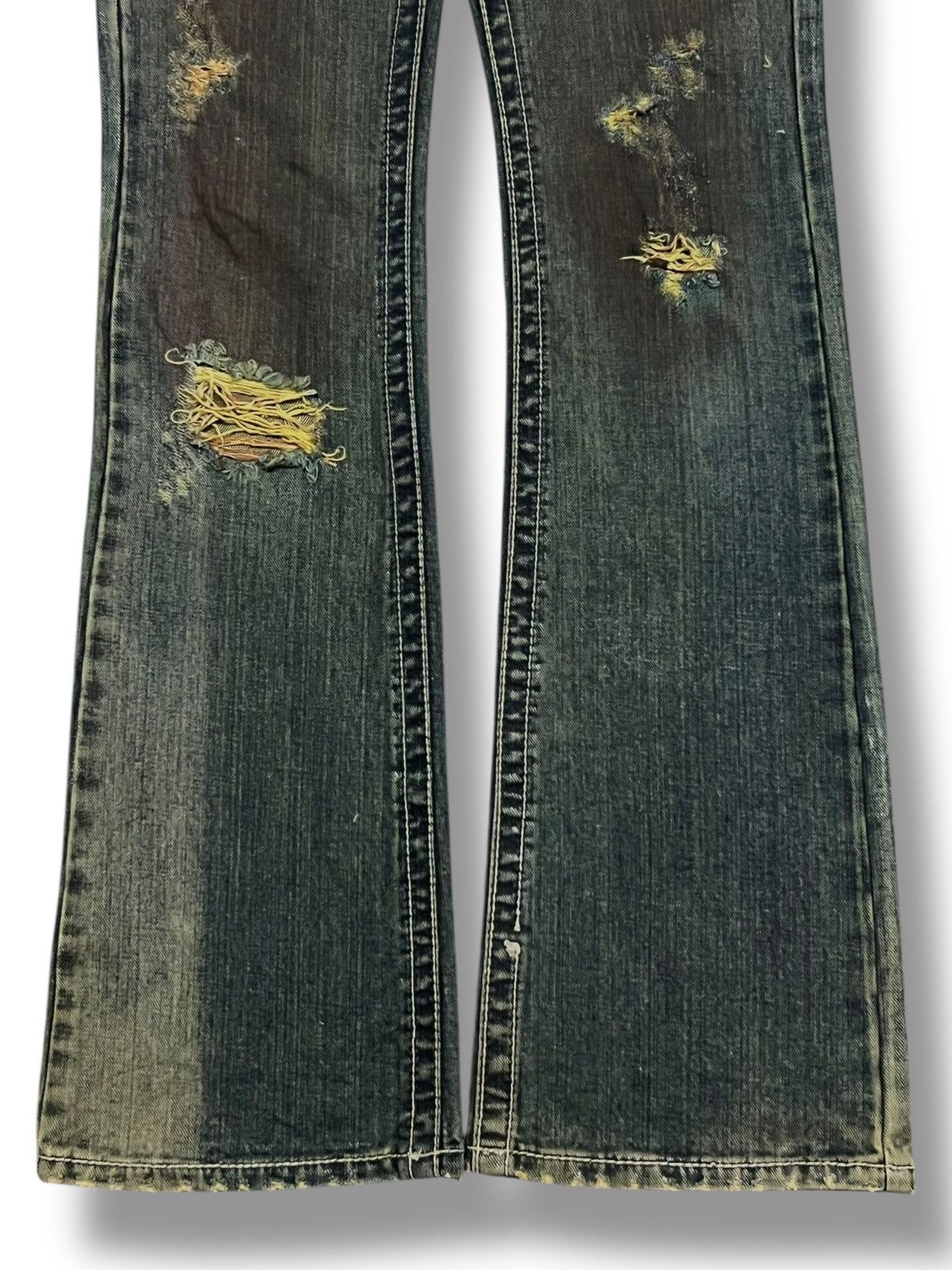 JACKROSE Flared Vintage 00s Jackrose Japan - Faded Mud Wash Jeans Size US 31 - 6 Thumbnail