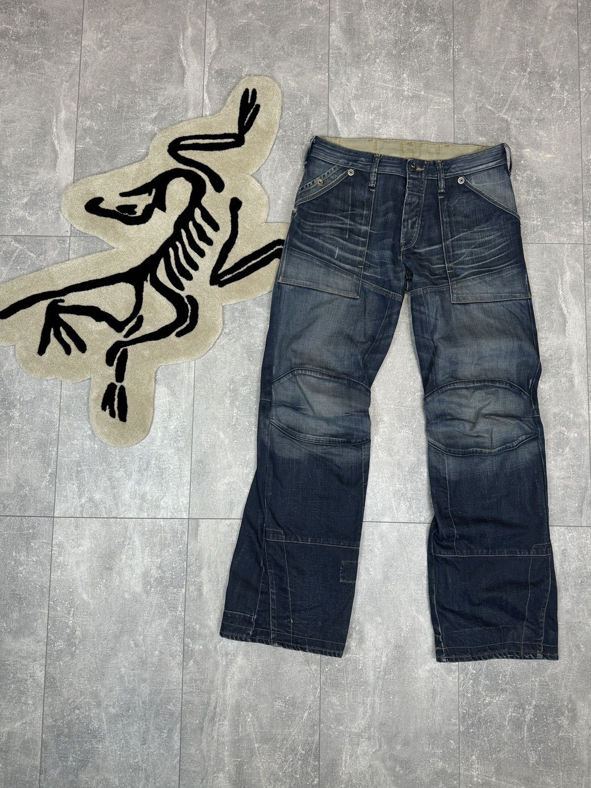 Mens Vintage G Star Raw FIRE ELWOOD cargo pants jeans denim