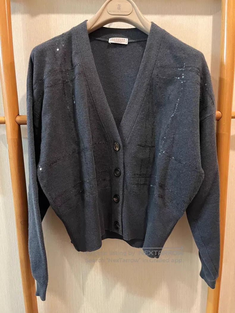 Brunello Cucinelli Brunello Cucinelli 23 Year Cashmere Sequin Cardigan Jacket Size S / US 4 / IT 40 - 1 Thumbnail
