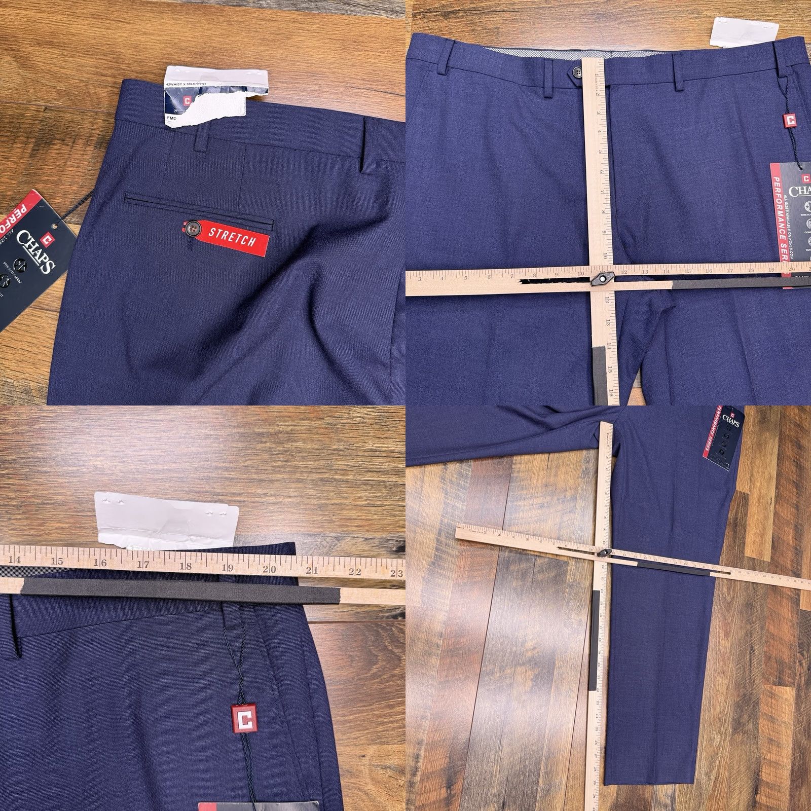 Chaps Chaps Dress Pants Mens 42x30 Blue Flat Front Stretch Regular Size US 42 / EU 58 - 8 Thumbnail