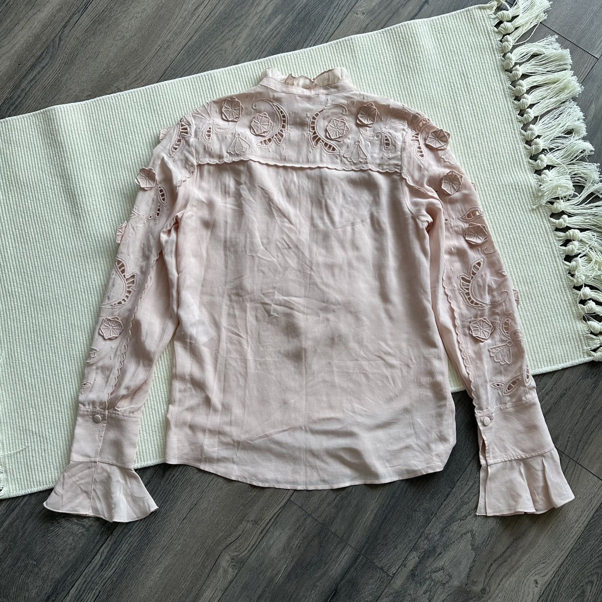 See by Chloe See by Chloe Frill High Neck Ruffled Blouse in Smoky Pink Size XS / US 0-2 / IT 36-38 - 8 Thumbnail
