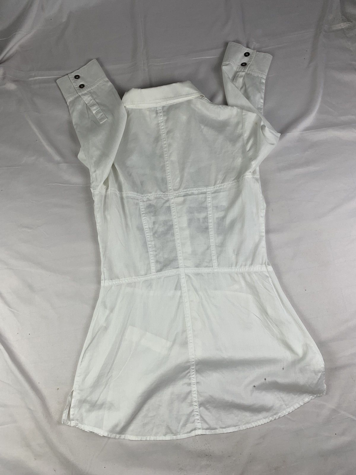 Japanese Brand XIX White Grunge Poem Graphic Blousy Dress Size S / US 4 / IT 40 - 4 Thumbnail