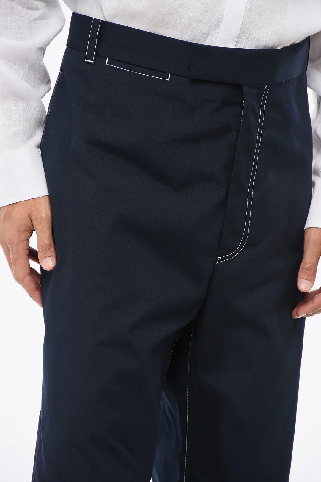 Thom Browne og1mm0426 Cotton-Blend Straight-Leg Pant in Blue Size US 38 / EU 54 - 2 Thumbnail