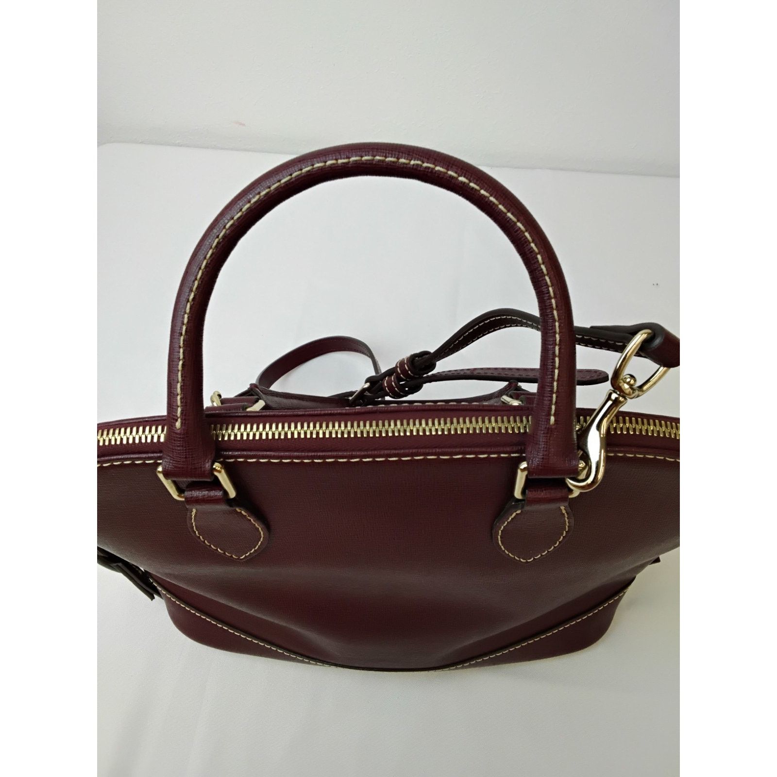Dooney & Bourke Dooney & Bourke Satchel Handbag Deep Red Brushed Leather Size ONE SIZE - 8 Thumbnail