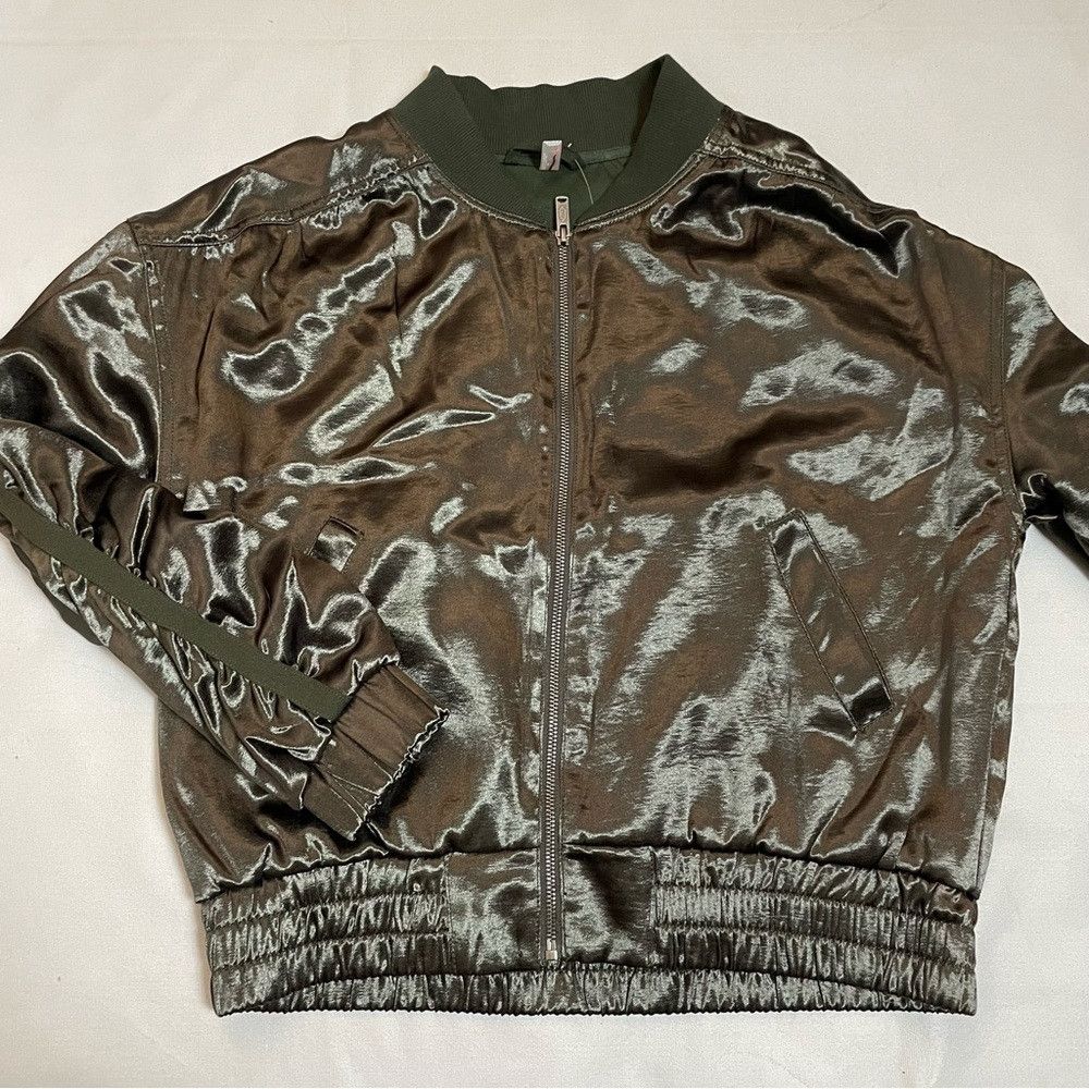 Free People New Free People Movement Relay Zip-Up Olive Satin Bomber Ja Size M / US 6-8 / IT 42-44 - 9 Thumbnail