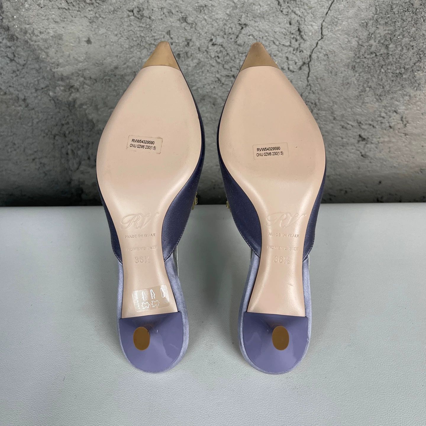 Roger Vivier RV Crystal Floral Buckle Satin Pointed Toe Heel Sandal 36.5 New Size US 6 / IT 36 - 8 Thumbnail