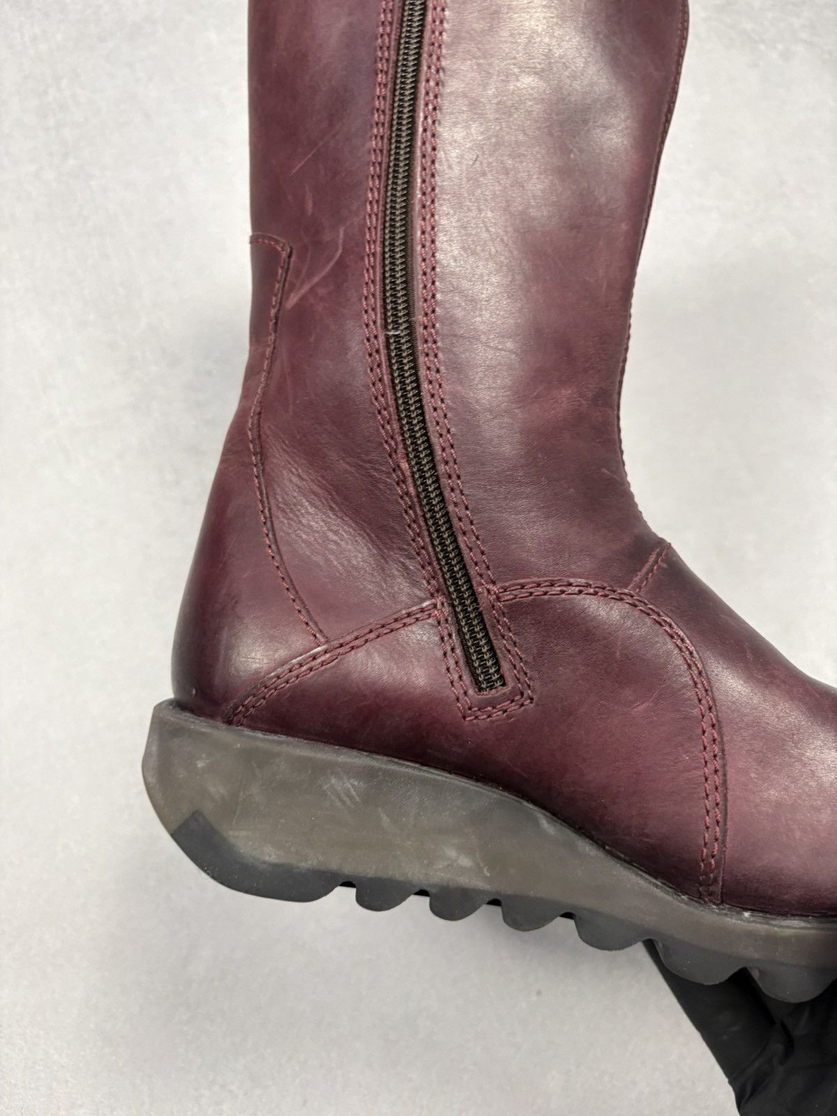 Fly London Fly London Mes II Leather Buckle Boots Burgundy Mid Calf 37 Size US 7 / IT 37 - 22 Thumbnail