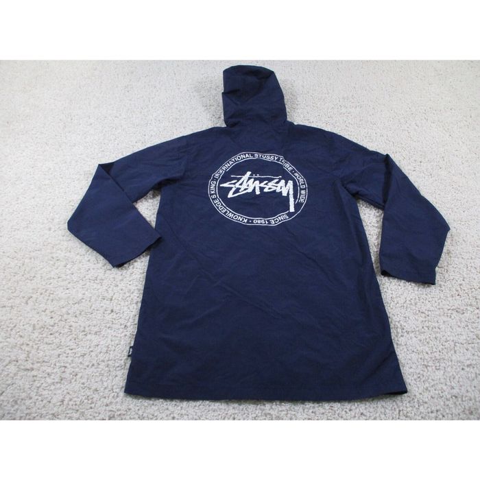 Vintage Stussy Jacket Mens Small Blue Windbreaker Hoodie