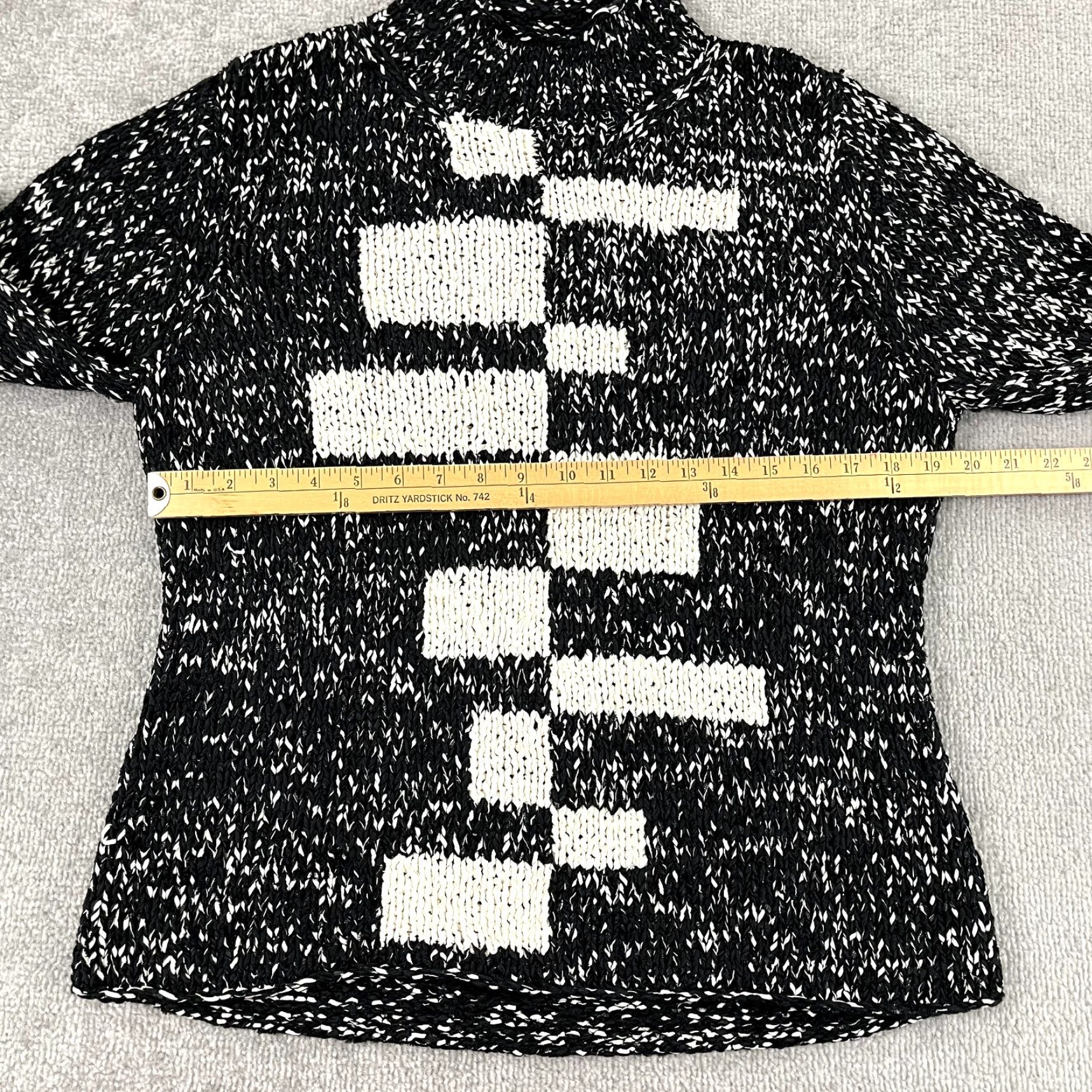 Vintage Sigrid Olsen Sweater Women's Large Black Ivory Hand Knit Mock Neck Silk Nylon L/S Pullover Size L / US 10 / IT 46 - 5 Thumbnail