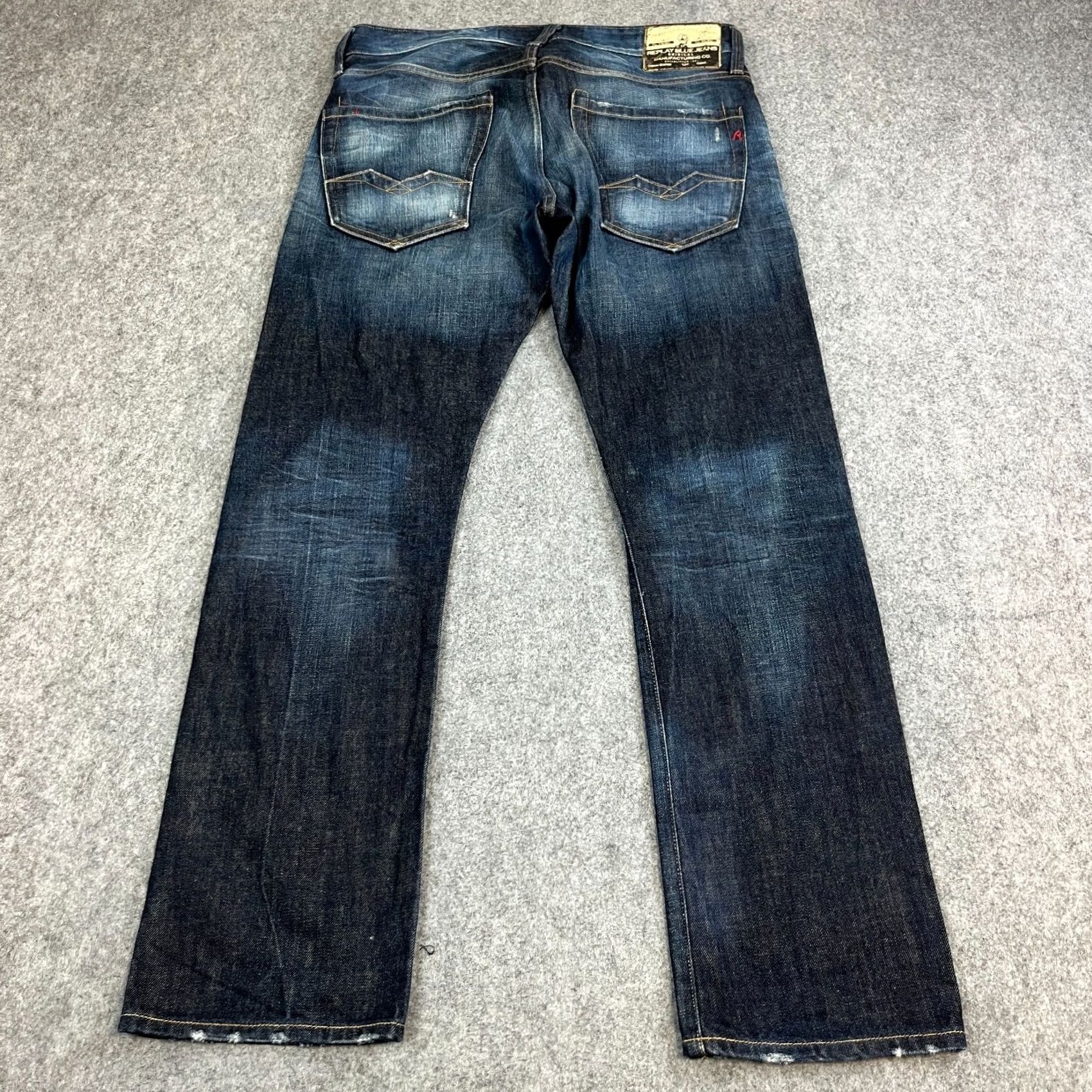 Replay Replay Jeans Mens 32 30 Straight Dark Wash Blue Whiskering FC Barcelona Collab Size US 32 / EU 48 - 2 Thumbnail