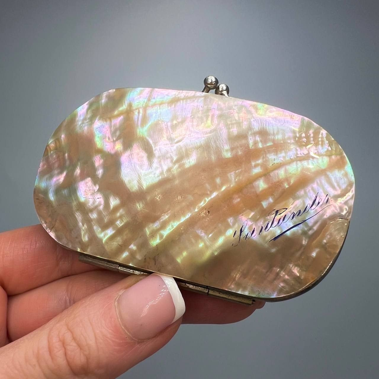 19Th Antique Victorian French Coin Purse Mother Of Pearl, Women's