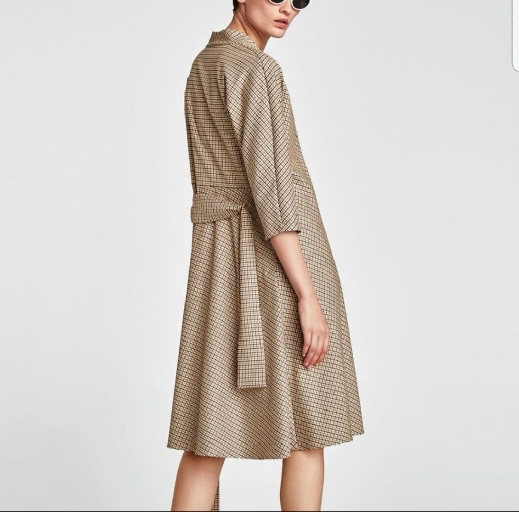 Zara Women's Zara Plaid V-Neck Midi Dress Size XS / US 0-2 / IT 36-38 - 4 Thumbnail